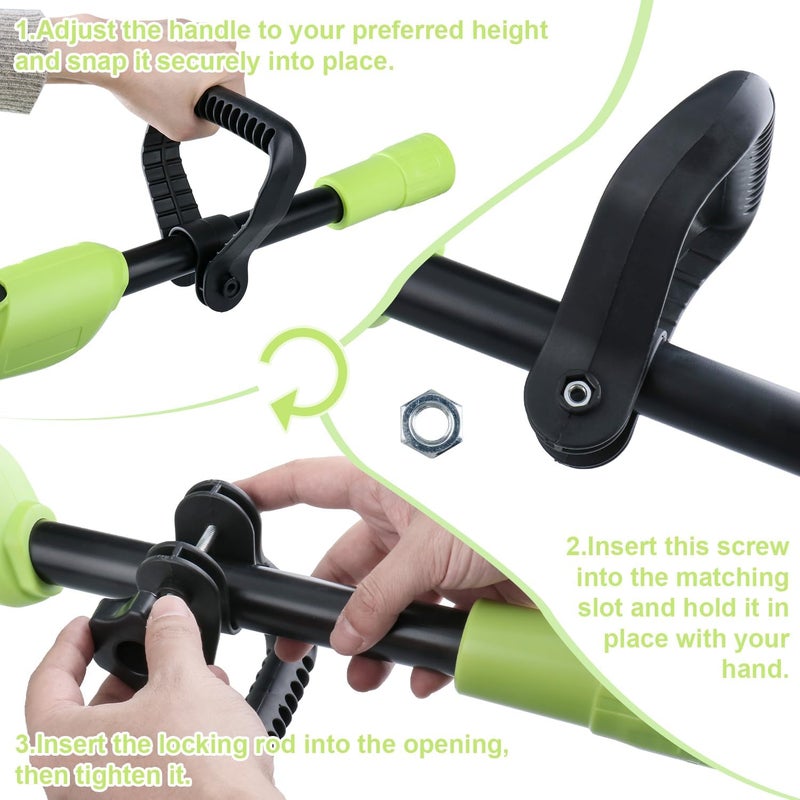Quini 24V Cordless Tiller Cultivator, 4-Inch Tilling Width and Depth, Handheld with Extension Rod, 235 RPM Electric Garden Tiller, Lightweight 1.2kg Body, 2 × 1.5Ah Batteries & Charger (24V-Green) - Image 5
